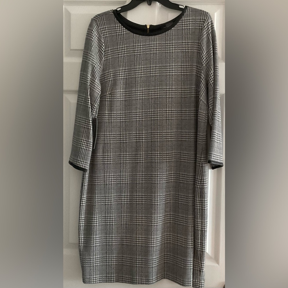 The Limited Herringbone dress with faux leather trim. Size XL